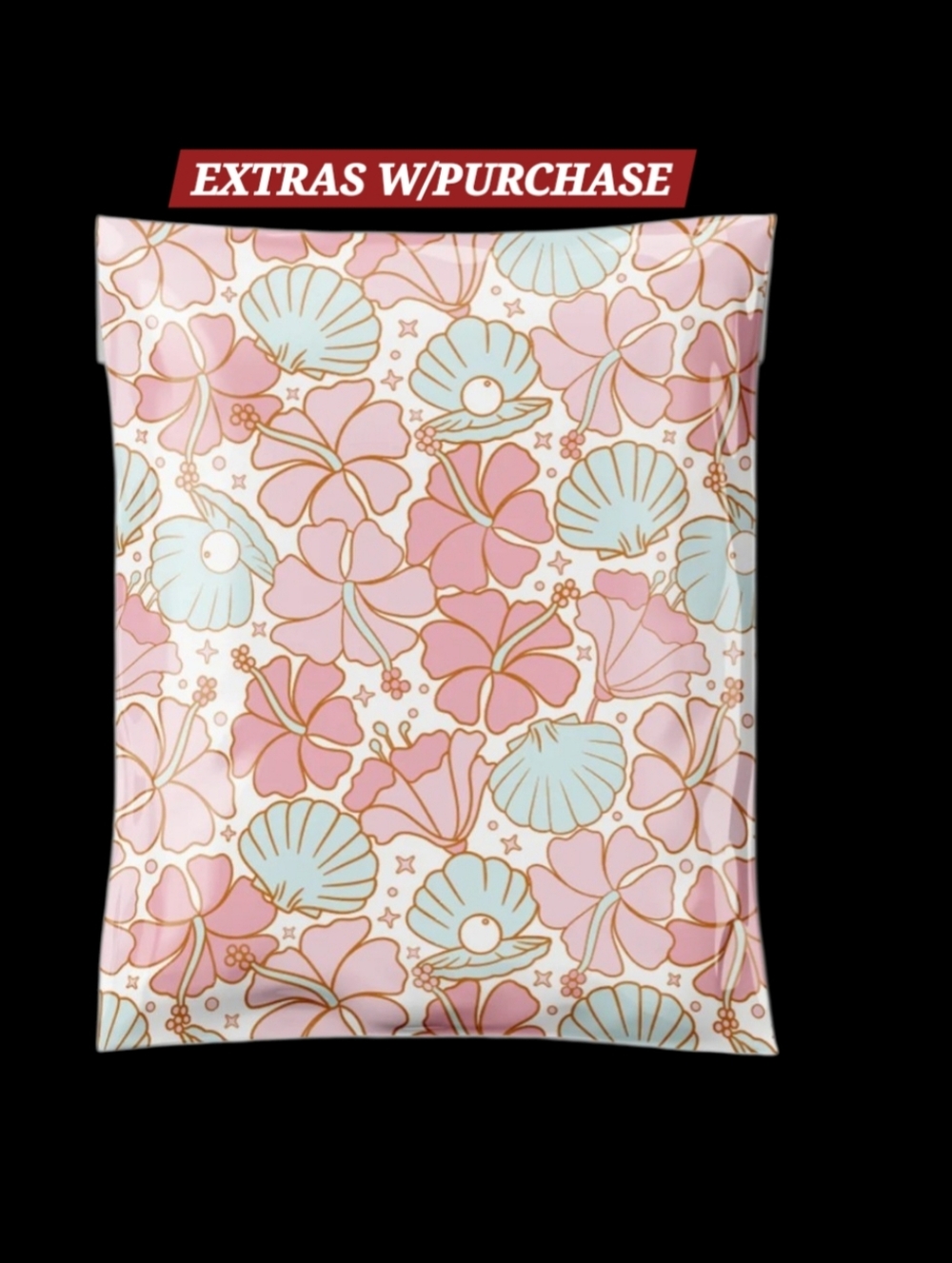 20ct. 10x13 Floral Seashell Polymailers Bonus Random Thank You Cards/Stickers